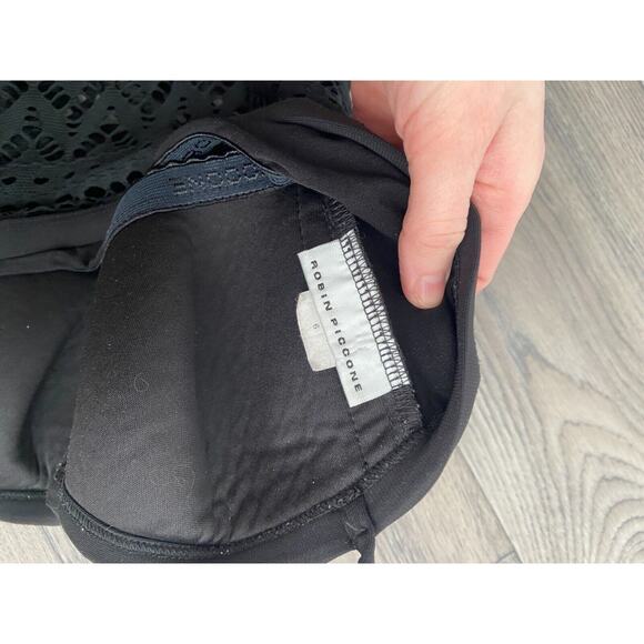 Robin Piccone One-Piece Swimsuit Women's 6 Black Penelope Crochet Overlay - Picture 6 of 6